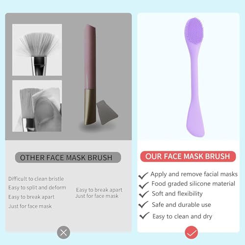 Double-End Silicone Face Mask Brush Set - Grey & Purple