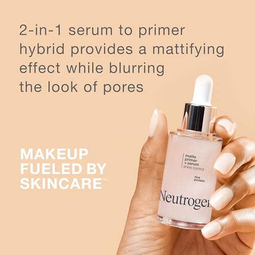 Neutrogena Shine Control Matte Booster Face Primer & Serum, Skin-Mattifying Serum-to-Primer with Rice Protein, Absorbs Excess Oil & Keeps Skin Shine Free, 1.0 fl. oz