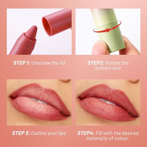 2-in-1 Matte Lipstick & Lip Liner Set - 4pc Waterproof