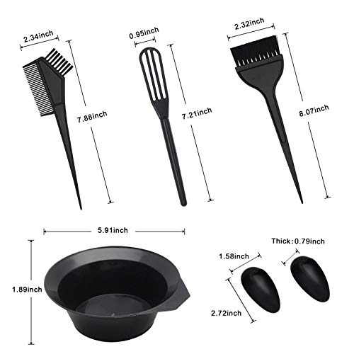 CREATESTAR 15 Pcs Hair Dye Coloring Kit, Hair Coloring Dyeing Bleaching DIY Salon Tool, Hair Tinting Bowl/Dye Brush/Mixing Spoon/Ear Cover/Gloves/Tint Comb (Black)