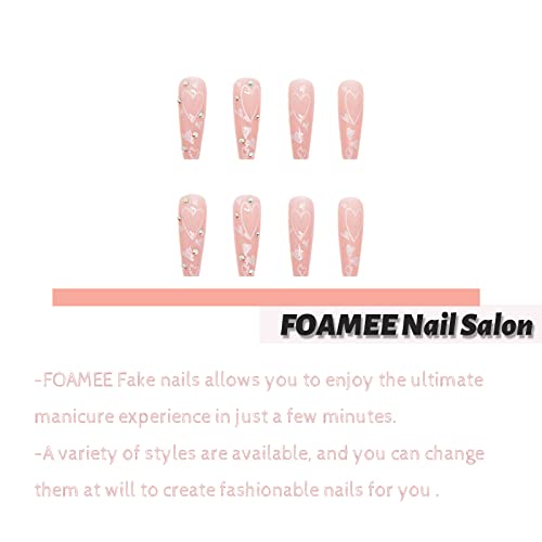 FOAMEE Colorful Long Press on Nails Coffin Glue on Nails Rainbow Gradient Full Cover Fake Acrylic Nails Matte Cute Stick on Nails for Women