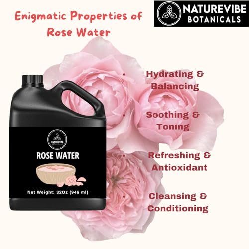 Naturevibe Botanicals Premium Rose Water 32oz and Neem Oil 32oz | Oil Combo