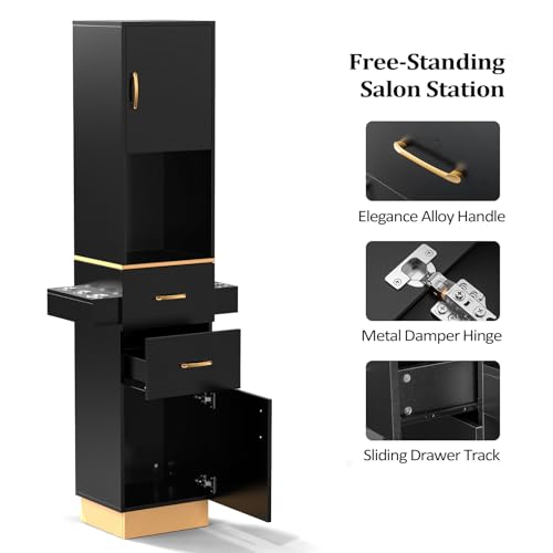 OmySalon Salon Station with 2 Drawers & 6 Hair Dryer Holders