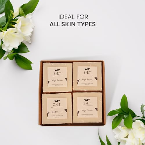 4-Pack Royal Jasmine Bar Soap ? Natural Jasmine Extract with Olive Oil and Coconut Oil - Handmade Soap Bar for Face, Body and Hands - Ideal for All Skin Types, Men and Women