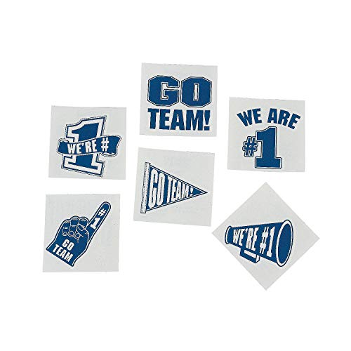 School Spirit Temporary Tattoos - 72 Pack Team Cheering Supplies
