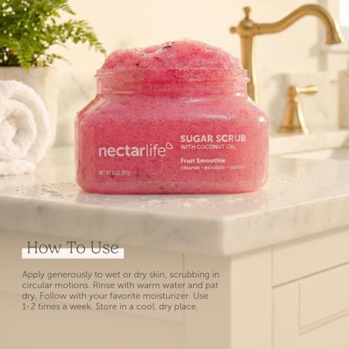Sugar Body Scrub 8 oz, Moisturizing and Exfoliating Scrub for Nourishing Essential Body Care, Gift For Her (Fruit Smoothie)