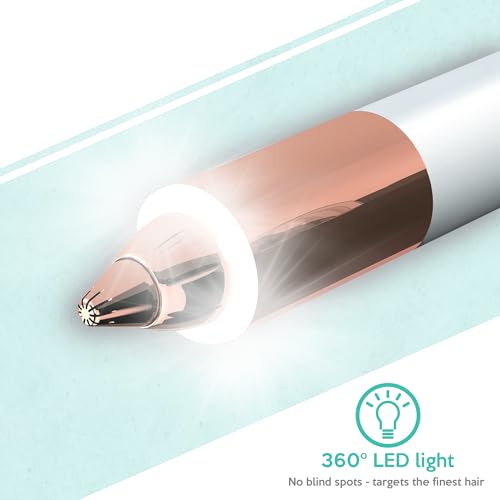 2 in 1 Eyebrow and Facial Hair Remover for Women Painless Flawless Electric Razor Epilator Trimmer Shaver with 18K Gold-Plated, USB Rechargeable, 360¡Æ LED for Eyebrow and Face Hair Removal