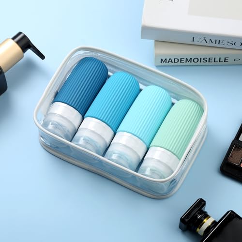 Mrsdry TSA-Approved 2oz Leak-Proof Refillable Travel Bottles Set with Toiletry Bag