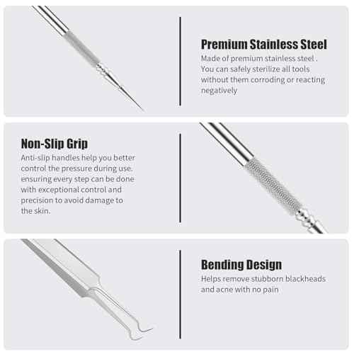Pimple Popper Tool Kit Blackhead Remover Comedone Extractor Kit with Metal Case for Facial and Nose Quick and Easy Removal of Pimples, Blackheads, Zit - Acne Tools