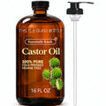 Essentially KateS Castor Oil 16 Fl Oz (Glass Bottle) | 100% Pure Cold Pressed Hexane-Free