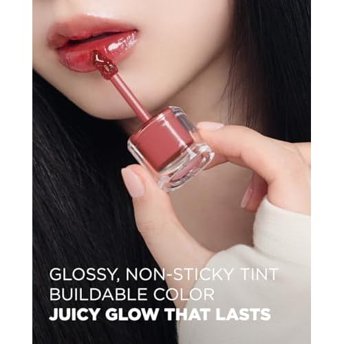 EITHER& Dewy Syrup Tint 02 ? Tokyo Blossom | Vibrant & Fresh Color Lip Tint, All-Day Juicy Glow, Smudge-Proof, Hydrating, Long-Lasting, Non-Sticky Formula (4.3g)