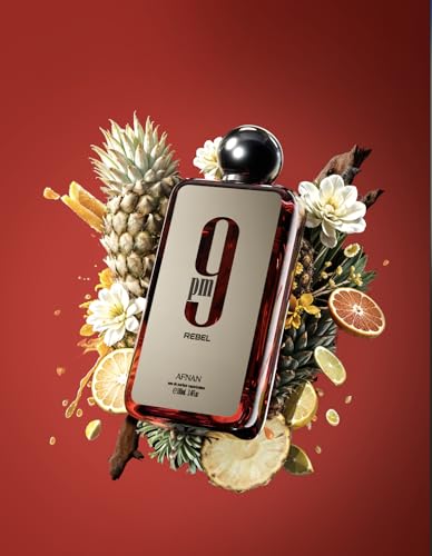 Afnan 9 PM Rebel Unisex Eau De Parfum 3.4 Fl Oz - Sophisticated Fruity Woody Scent