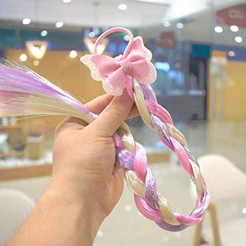 6 Pcs Girls Braid Ponytail Extensions Hairpieces, Colored Braid Hair Extensions Hair Pieces for Kids Little Girls
