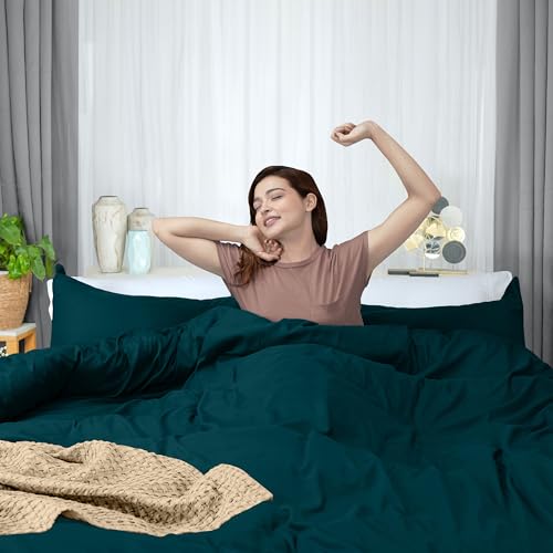 Utopia Bedding Duvet Cover Queen Size - 1 Duvet Cover with 2 Pillow Shams - 3 Pieces Bedding Duvet Cover with Zipper Closure - Soft Brushed Microfiber, 90 X 90 Inches (Queen, Teal)