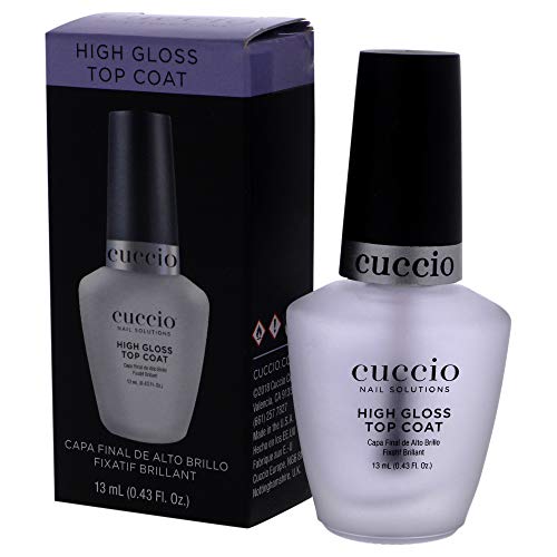 Cuccio Colour High Gloss Nail Top Coat - Developed With UV Absorbers To Help Protect The Nail Colour - Flexible Chip Resistant Protective Coating - Extends The Wear Of Your Manicure - 0.43 Oz