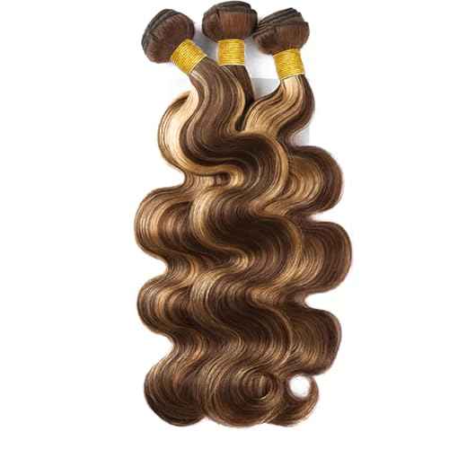 Ombre Brown Human Hair P4/613 Body Wave Human Hair Bundles Blonde Body Wave Brazilian Virgin Hair Two Tone #4 Brown and #613 Blonde Bundles Hair Weave 30 32 34 Inch