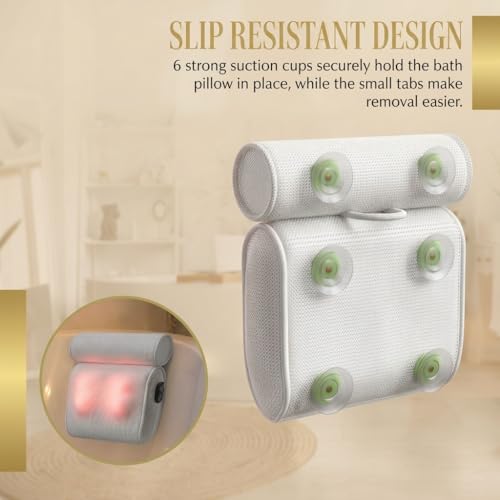 MONET Shiatsu Bath Pillow Massager - 4 Nodes, IPX8 Waterproof