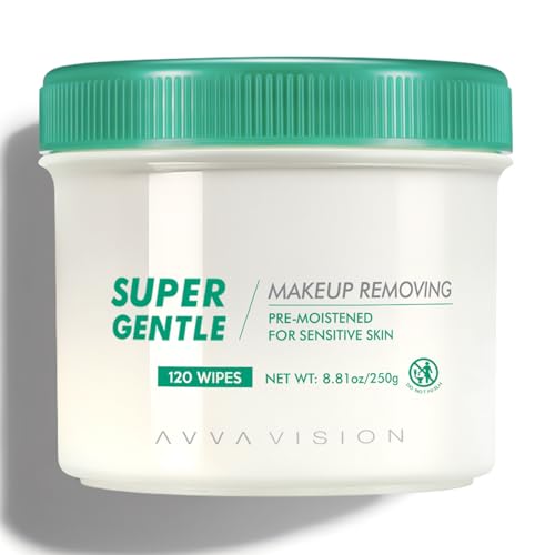 Super Gentle Makeup Remover Wipes Sensitive Skin Eye Makeup Removal Pads Facial Cleansing Plant-Based Fibers, 120 Wipes