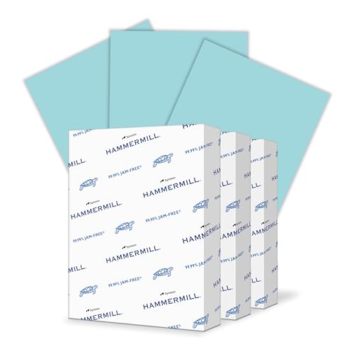 Hammermill Colored Paper, 20 lb Blue Printer Paper, 8.5 x 11-3 Ream (1,500 Sheets) - Made in the USA, Pastel Paper