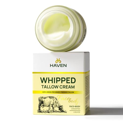 HAVEN Beef Tallow Cream ? Whipped Nourishing Moisturizer for Face & Body, Natural Hydration Skincare Balm, Non-Greasy Daily Use