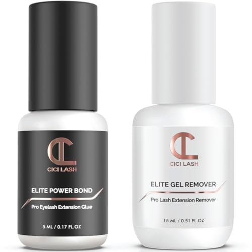 Elite Power Eyelash Extension Glue & Remover Gel | 8 Week Retention, 1-2 Second Drying Time | Deep Black Color | Latex Free | Super Fast Professional Removal | Easy to Control | Professional Lash Supp