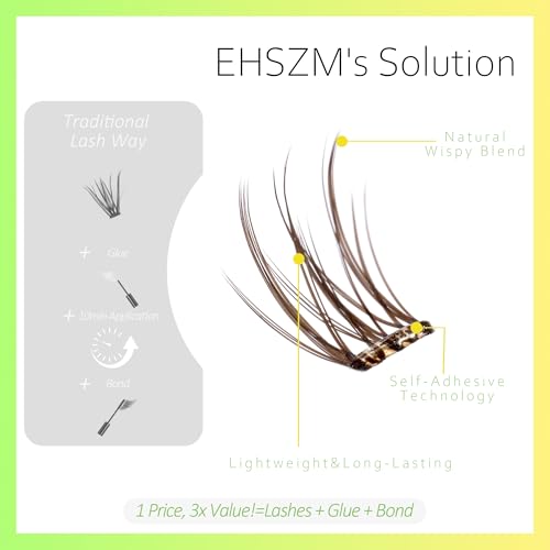 Brown Pre-Glued Lash Clusters - Self-Adhesive 10-14mm