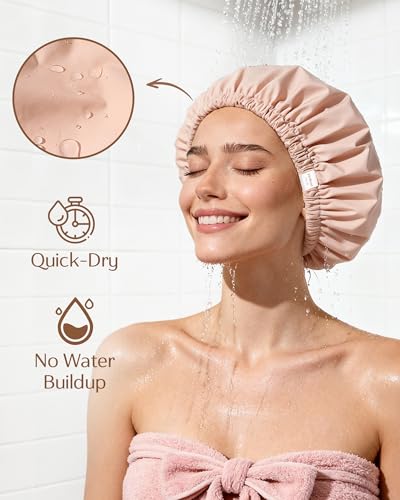 Satin Lined Shower Cap for Women | Waterproof & Frizz-Free