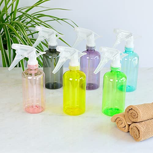 Youngever 6 Pack Empty Plastic Spray Bottles, Color Spray Bottles for Hair and Cleaning Solutions (8 Ounce)