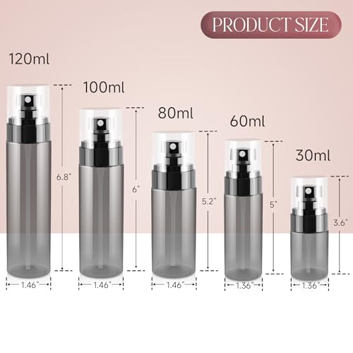 9Pack Small Spray Bottle, 2.7oz Black Plastic Fine Mist Mini Spray Bottles, Empty Refillable Travel Bottles for Hair, Cleaning, Salons, Planting, Skin Care