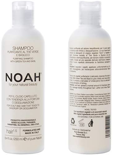 Noah Hair - 1.5 Purifying Shampoo with Green Tea and Basil - Organic Shampoo - With Green Tea Extract and Essential Oils– Natural Shampoo - Dandruff Shampoo - Hair Care for Natural Beauty - 8.5 fl.oz