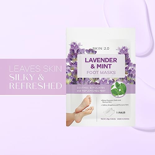 Skin 2.0 Lavender & Mint Foot Masks - Hydrating & Soothing Relief
