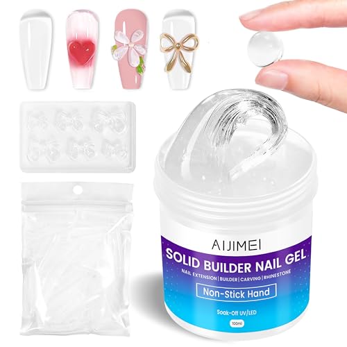 AIJIMEI Clear Solid Builder Gel for Nail Extensions & Strengthening, 100g