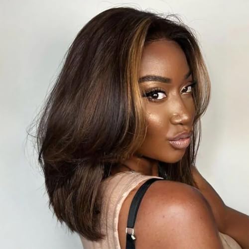 ISEE 10-Inch Yaki Straight Bob Wig - Glueless Layered Human Hair