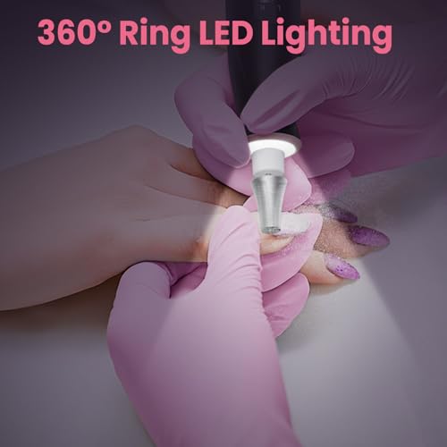 Electric Nail Drill 10-Speed Cordless with 10 Bits & LED Light