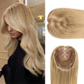 WORLDSTAR Human Hair Topper for Women 12 Inch Golden Brown to Caramel Blonde Balayage - 55g, Natural Look, Easy Wear