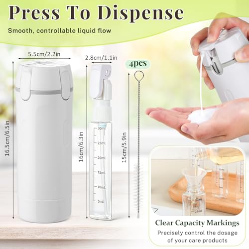 4-Pack 30ML Refillable Travel Bottles Set with Brushes & Funnel