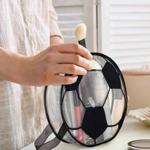 Reginary 12 Pcs Soccer Cosmetic Snack Bag Goodies Gifts Accessories for Makeup Bags Soccer Clear PVC Cheer Case Toiletry Zipper Pouch Waterproof Travel Handbag Purses Organizer for Team Gift