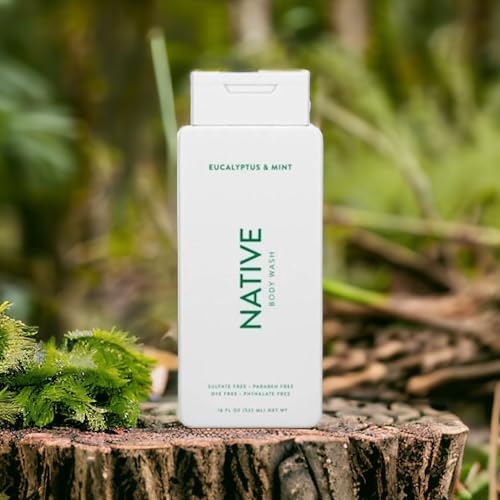 Native Body Wash Contains Naturally Derived Ingredients | For Women & Men, Sulfate, Paraben, & Dye Free Leaving Skin Soft and Hydrated | Eucalyptus & Mint 18 oz - 2 Pk