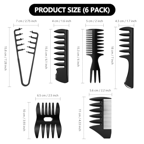 6-Piece Texture Comb Set | Wide Tooth Hair Styling Combs