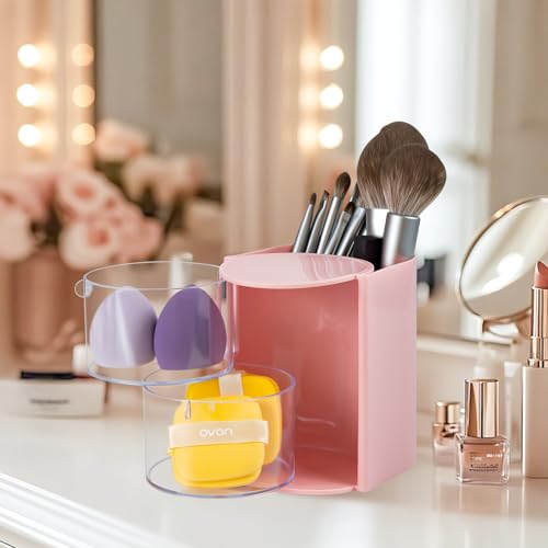 Luscinia Pink 2-Layer Rotating Hair Accessories Organizer & Brush Holder