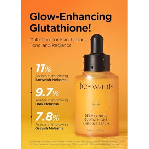 bewants Deep Toning Glutathione Ampoule Serum | Korean Skincare with Vitamin C & Calendula Extract Oil, 1.01 fl.oz + 0.33 fl.oz (2 Pack)