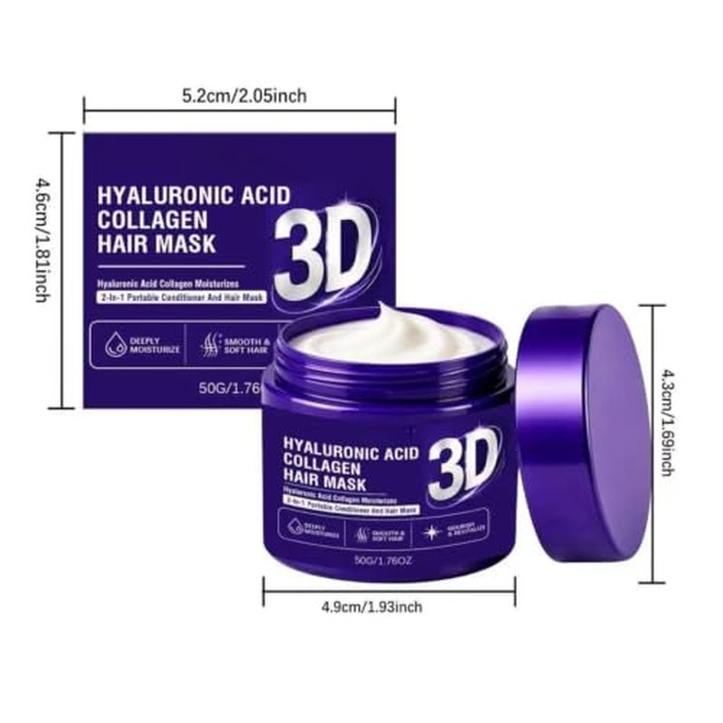 3D Hyaluronic Acid Collagen Hair Mask - Deep Hydration 50g