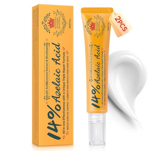14% Azelaic Acid Acne Cream - Dark Spot Remover for Face, Acne Treatment & Spot Care Salicylic Acid & Niacinamide ? Redness Reducing Skin Care, Evens Tone & Soothes Irritation, Rosacea - 2 Pcs.1oz