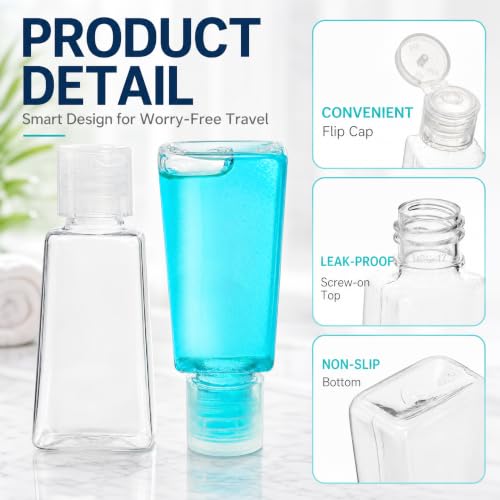 100 Pack 1 OZ Travel Plastic Bottles, Flip Cap Empty Refillable