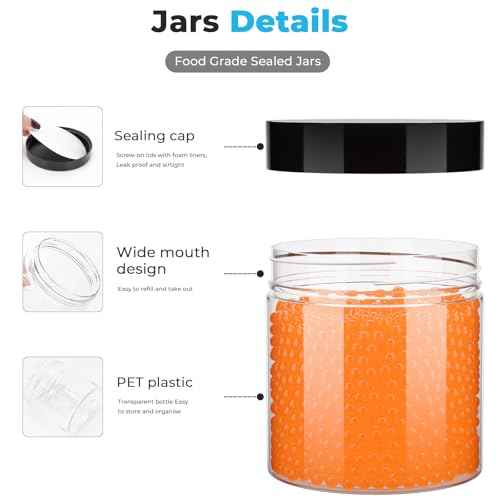 Keketin 36 Pack Plastic Jars with Black Lids 4 oz, 120ml Round Cosmetic Containers Jars with Screw Lids,Empty Plastic Containers Slime Jar for Cream,Ointments,Lotions,Food Storage,Art Crtafts