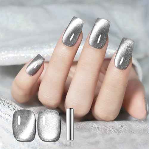 JODSONE 16.5ml Silver Cat Eye Gel Nail Polish Soak Off LED Gel Polish for Nail Art Manicure DIY Salon at Home Gift for Women