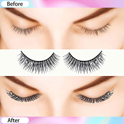Rhinestone False Eyelashes - 20pc Diamond Faux Mink Lashes
