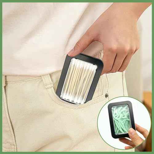 Cotton Swab Holder for Travel, 2 Pcs Portable Small Dental Floss Holder Empty Metal Cotton Ball Holder, Travel Floss Picks Case with Dustproof Lid for Cotton Swabs Hair Ties Floss, Black