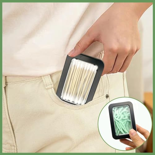 2-Pack Portable Travel Cotton Swab & Floss Pick Storage Case with Lid