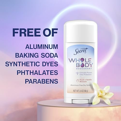 Whole Body Deodorant Stick for Women - Peach & Vanilla, 72HR Odor Protection